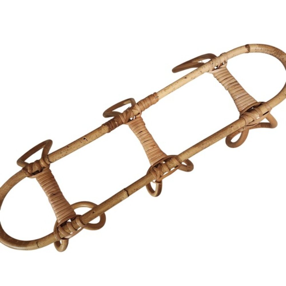 Rattan Wall Hook 3 Tier Hanging Organizer Boho Entryway Decor - Picture 2 of 4